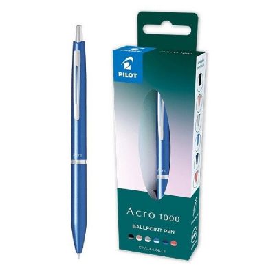 Ballpoint pen Pilot Acro 1000, sky blue metal case, gift box, black 1,0