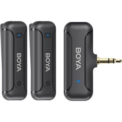 Mikrofon Boya BY-WM3T2-M2 juhtmevaba kahe mikrofoniga süsteem 3.5mm ühendusega seadmele, 2.4GHz tööraadius 50m, USB-C laadimispesa
