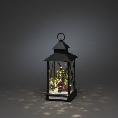 Väike latern H-32x15cm, Trees/Santa, 31 wwLED, Timer 8H, lisada patareid 3xC