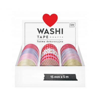 Paberteip dekoreerimiseks Hearts 15mmx5m, assortii Interdruk