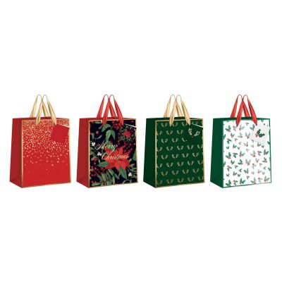 Gift bag Christmas M 26,5 x 33 x 13cm, assortment, Interdruk