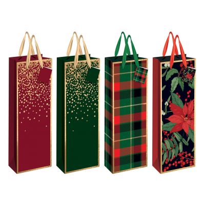 Gift bag Christmas Bottel 13x 36 x 10cm assortment, Interdruk