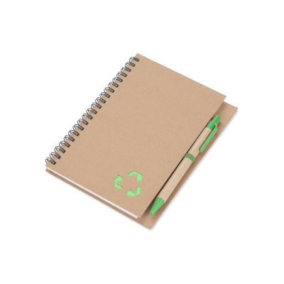 Notebook with pen SERENO, green