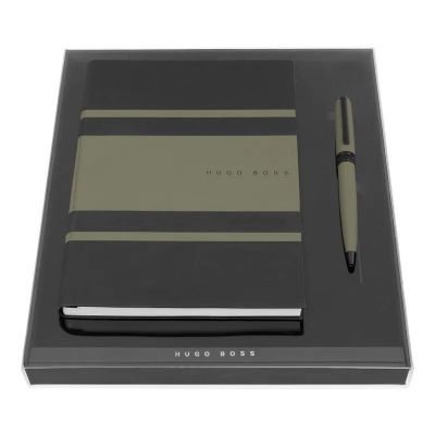 Kinkekomplekt HUGO BOSS Gear Khaki, pastapliiats + märkmik A5