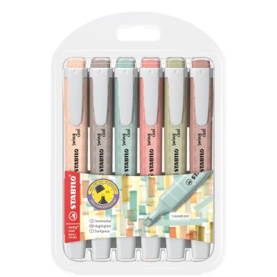Highlighter 1-4mm, earth colours 6 colors / set Stabilo SWING cool NatureCOLORS