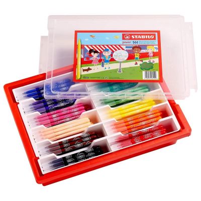 Fibre-tip pen Stabilo Power M-tip 3mm, 12 colours x 12 pcs in plastic box
