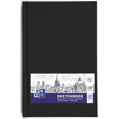 Sketchbook OXFORD  A5 hard cover casebound sewn 96 sheets 100G black