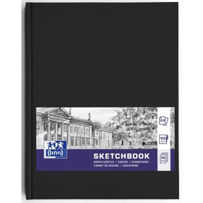 Sketchbook OXFORD  A4 hard cover casebound sewn 96 sheets 100G black