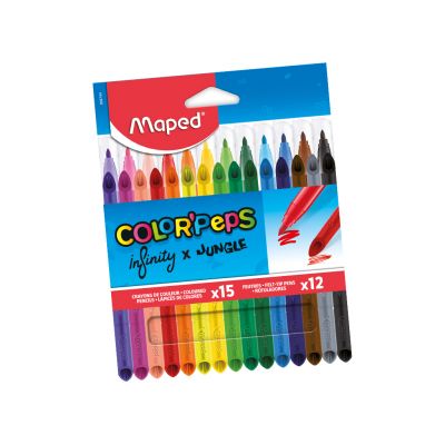 Viltpliiatsid ColorPeps Jungle 12tk + Värvipliiats ColorPeps Infinity 15tk, Maped