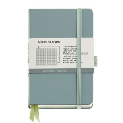 Notebook 90x140mm 5mm squares 96 blank sheets CHROMATIC Black, rubber seal, bookmark, pen holder, Miquelrius