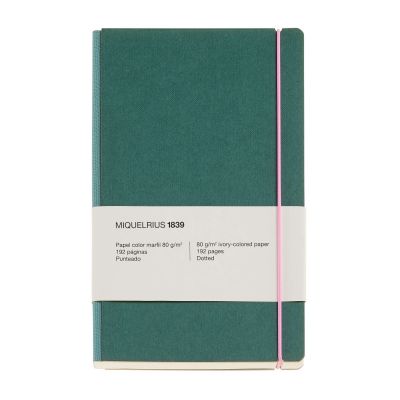 Märkmik Retro Collection Green, 130 x 210 x 15 mm, 96 täppidega lehte, Miquelrius