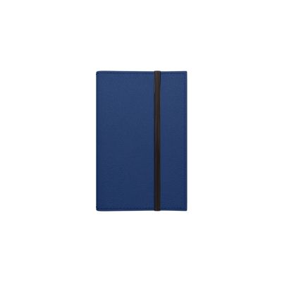 Mid-range notebook FLEX Week V dark blue, spiral binding, rubber strap, imitation leather cover