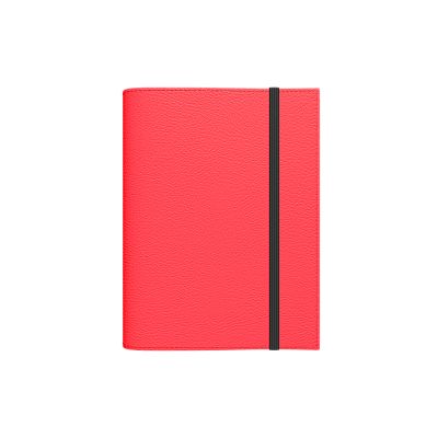 Book calendar MINISTER FLEX Day coral red, A5 spiral binding, rubber strap, daily content, imitation leather covers