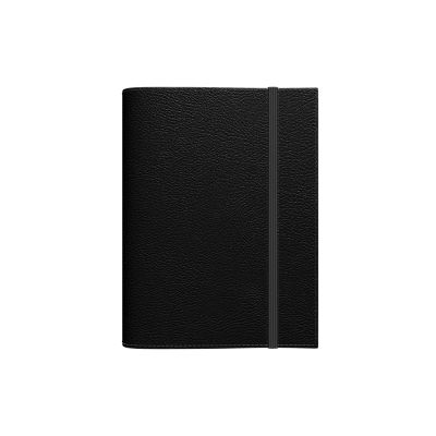 Book calendar MINISTER FLEX Day black, A5 spiral binding, rubber strap, daily contents, imitation leather covers
