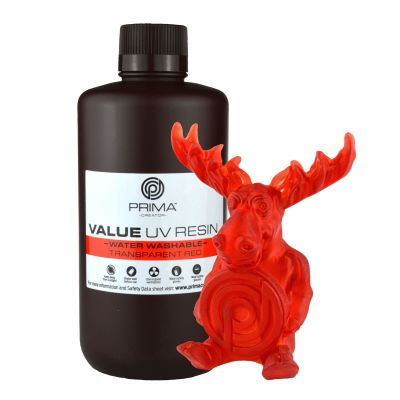 PRIMACREATOR VALUE WATER WASHABLE UV RESIN - 1000 ML - TRANSPARENT RED