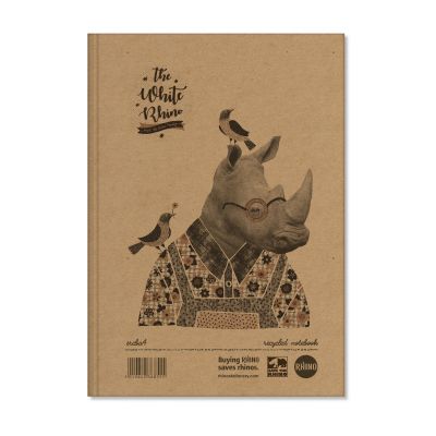 Notebook A4 80 sheets, ruled, Save The Rhino, hard cover, case, recycled paper