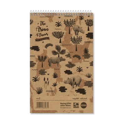 Notepad 126x200mm 80 sheets, ruled, Save The Rhino, hard cover, spiral, recycled paper