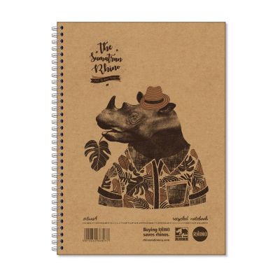 Notebook A4 80 sheets, ruled, Save The Rhino, hard cover, spiral, recycled paper