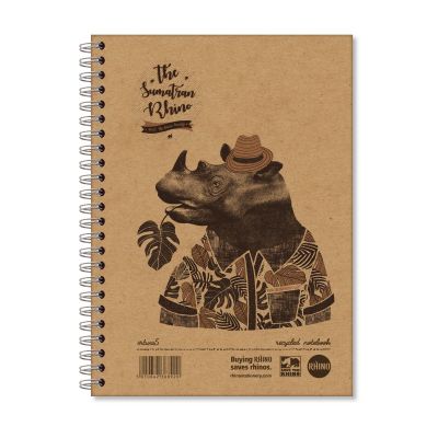 Notebook A5 80 sheets, ruled, Save The Rhino, hard cover, spiral, recycled paper