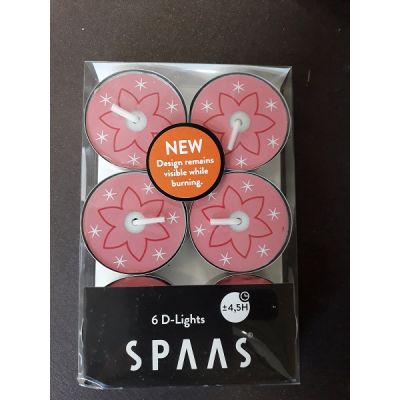 Tea candles pink flowers approx. 4.5h 6 pcs/box