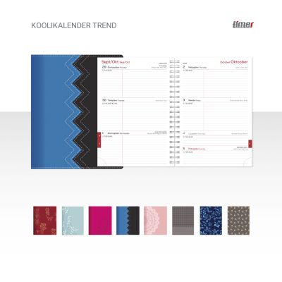 Koolikalender Trend 150x197mm, spiraalköide, kunstnahast