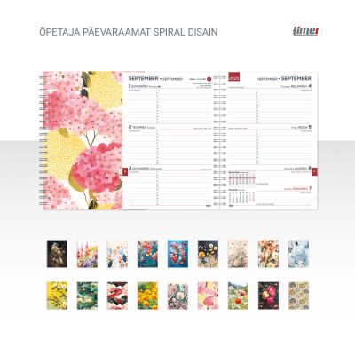 Õpetaja päevaraamat Spiral Disain, 145x187mm, spiraalköide, kõvakaanega